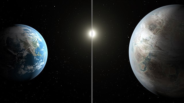Comparación de Tierra (izquierda) con Kepler-452b