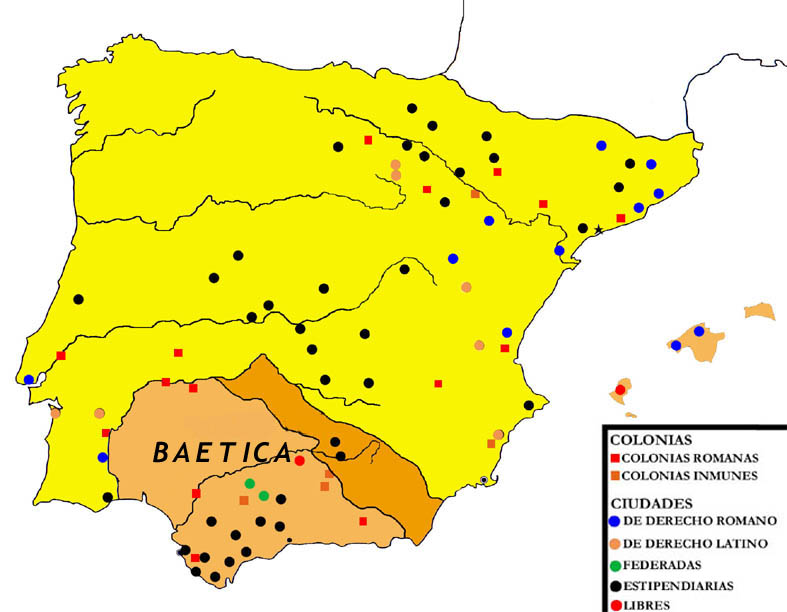 mapa de las ciudades romanas citadas por Plinio