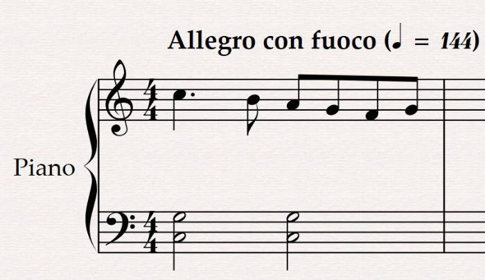 Indicación de tempo y carácter.