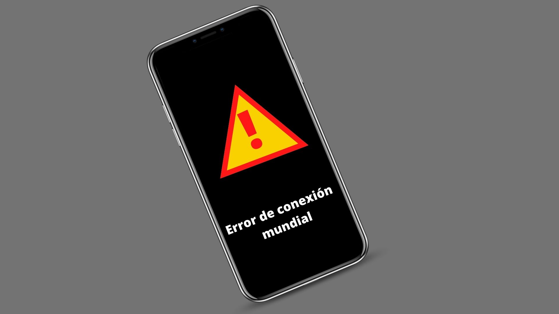 Una pantalla de un móvil con un símbolo de error, se lee “Error de conexión mundial”
