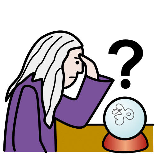 Esta imagen muestra  a un señor con el pelo blanco mirando una bola de cristal.