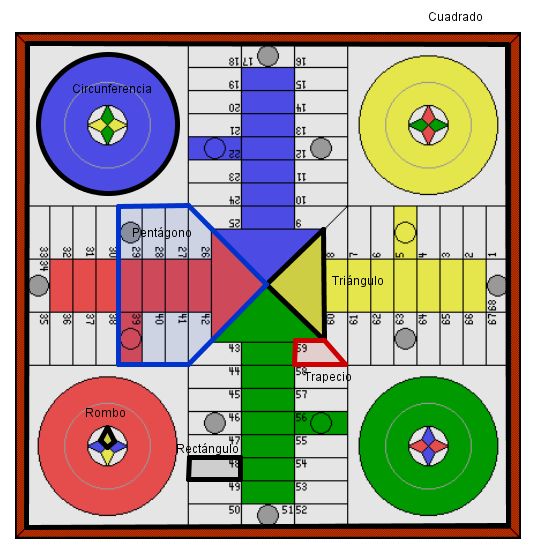 parchis con figuras planas dibujadas