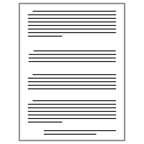 Página de fondo blanco con líneas negras formando tres párrafos.