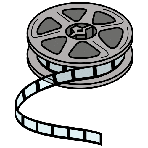 Imagen que muestra el dibujo de una cinta de película.