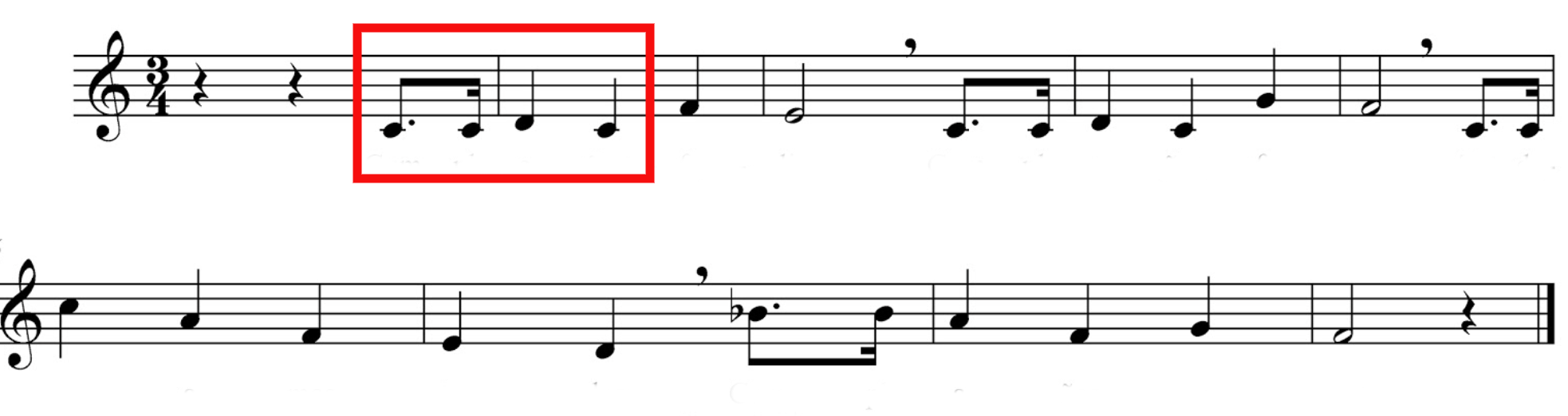 Cumpleaños feliz. Partitura con la melodía del Cumpleaños feliz.