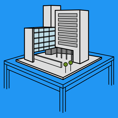 La imagen muestra la maqueta de un edificio