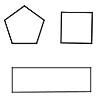 La imagen muestra figuras de un pentágono, un rectángulo y un cuadrado. 