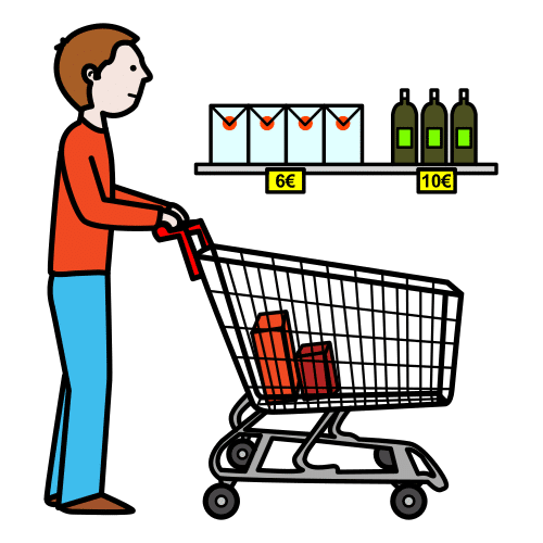 La imagen muestra a un hombre haciendo la compra en un supermercado