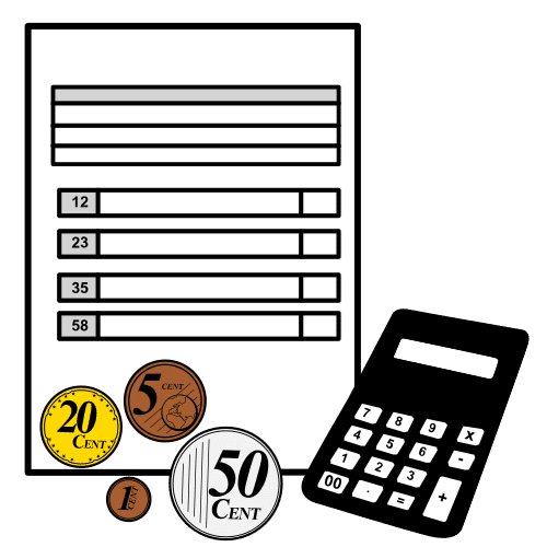 La imagen muestra dinero en metálico, una calculadora y un folio al fondo de la imagen.