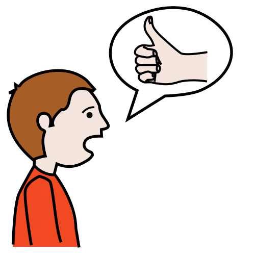 La imagen muestra a un niño del cual sale un bocadillo con una mano en señal de aprobación