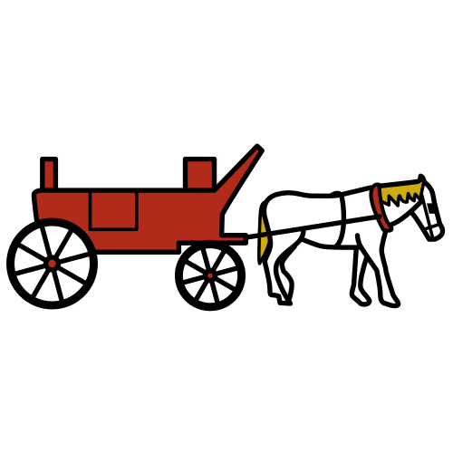 La imagen muestra una carroza enganchada a un caballo.