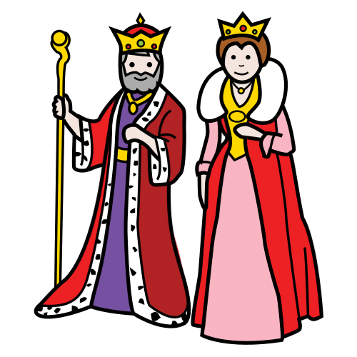 La imagen muestra a un rey y una reina.