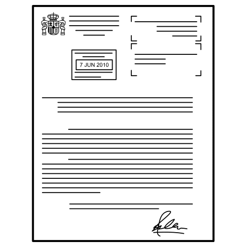 La imagen muestra un documento con información, un sello y una fecha determinada.