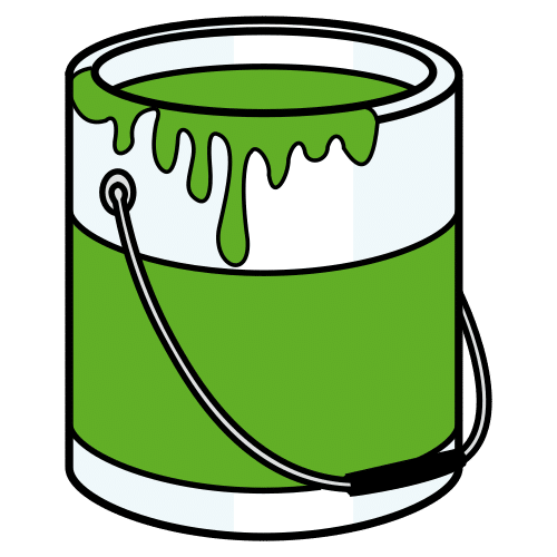 La imagen muestra una lata de pintura verde